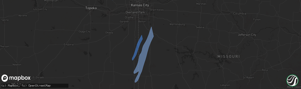 Hail map in Adrian, MO on March 14, 2025