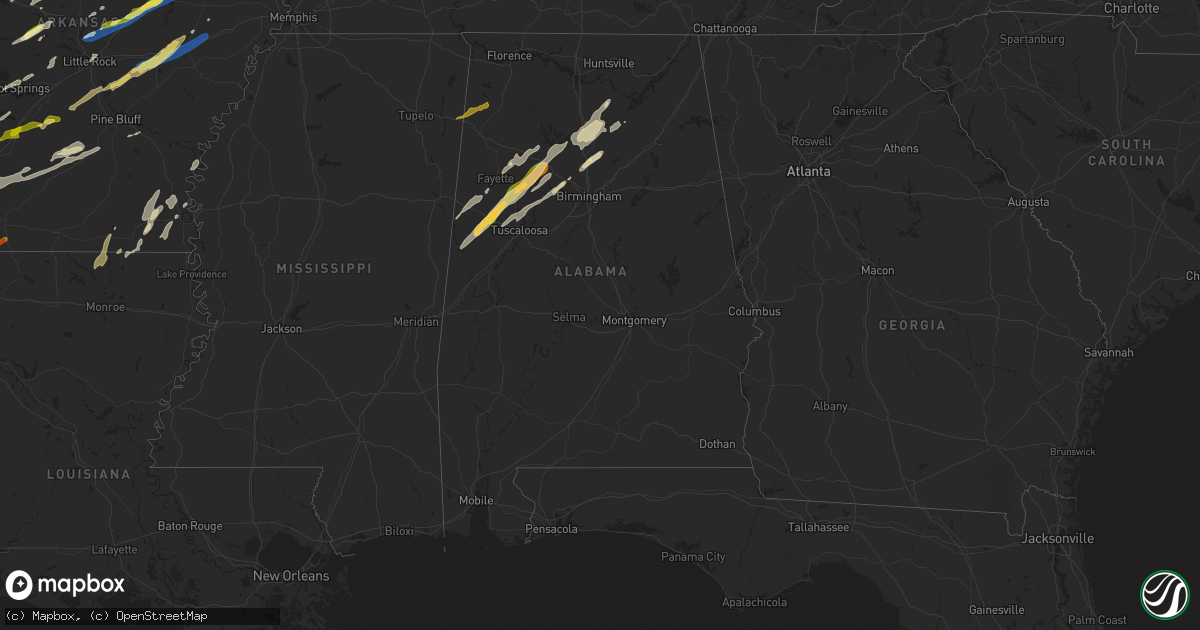 Hail map in Alabama on March 14, 2025
