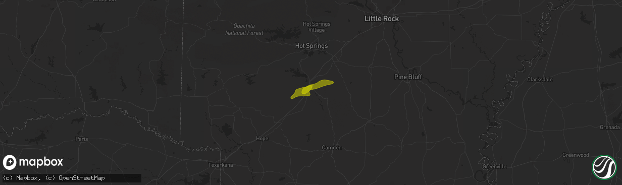 Hail map in Arkadelphia, AR on March 14, 2025