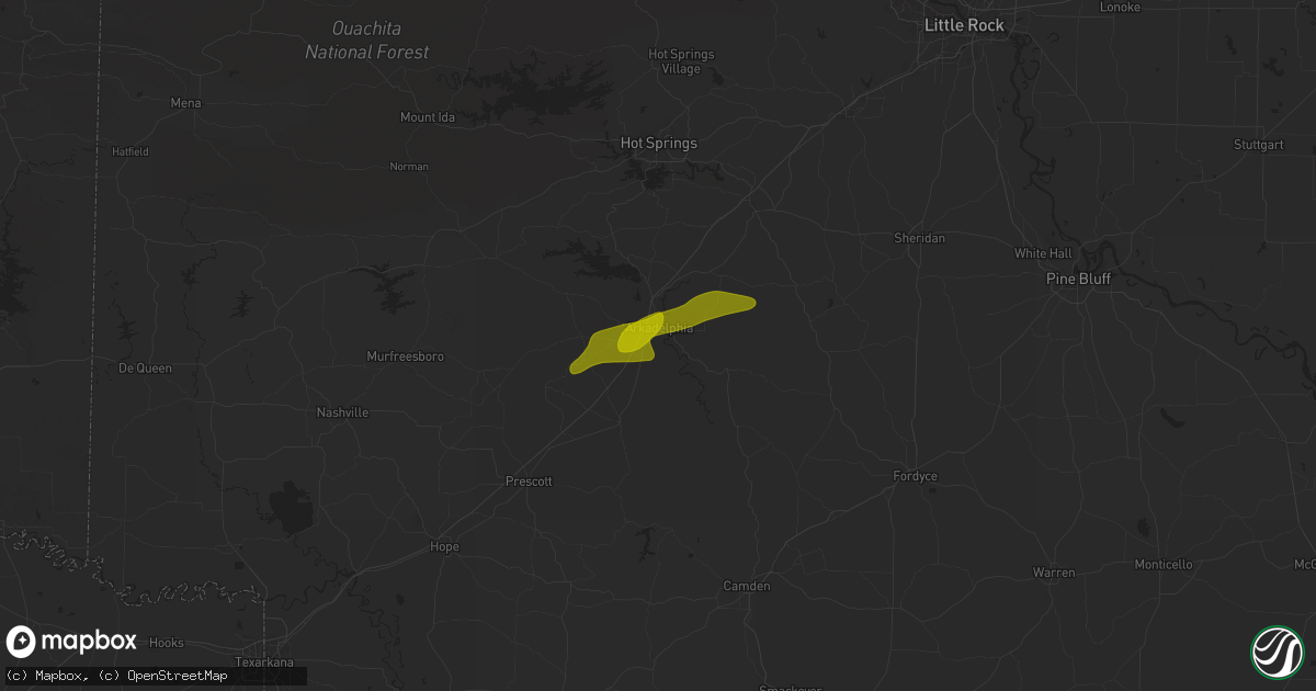 Hail map in Arkadelphia, AR on March 14, 2025