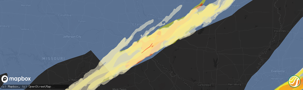 Hail map in Arnold, MO on March 14, 2025