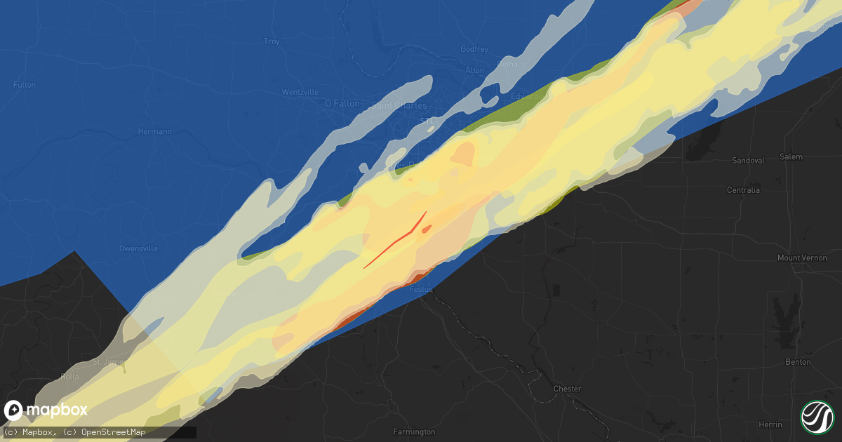 Hail map in Arnold, MO on March 14, 2025