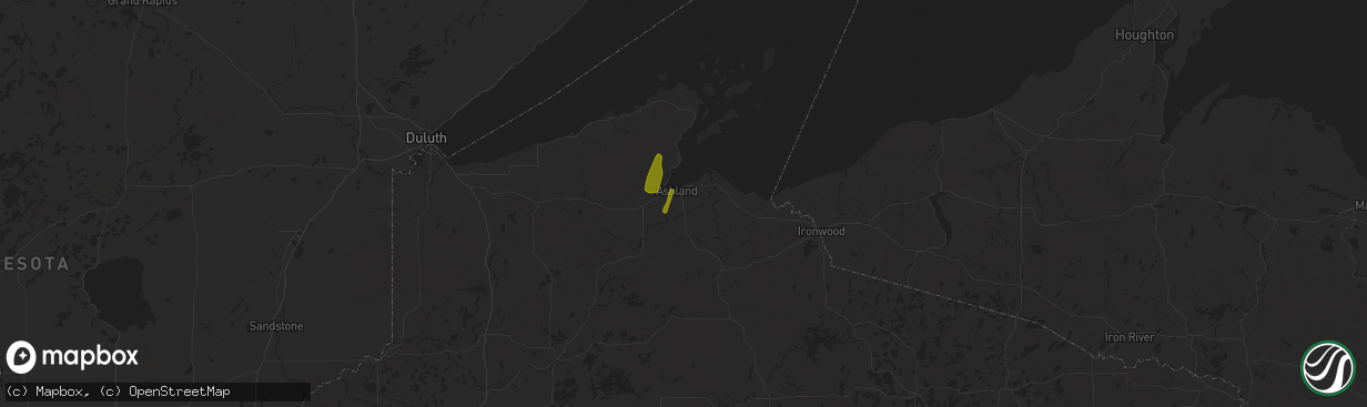 Hail map in Ashland, WI on March 14, 2025