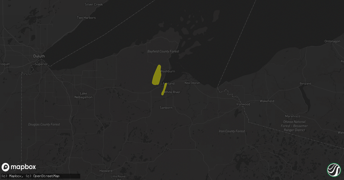 Hail map in Ashland, WI on March 14, 2025