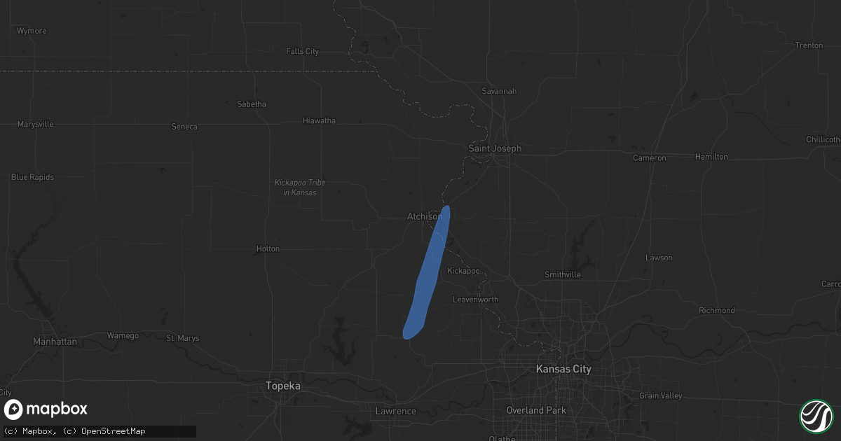 Hail map in Atchison, KS on March 14, 2025