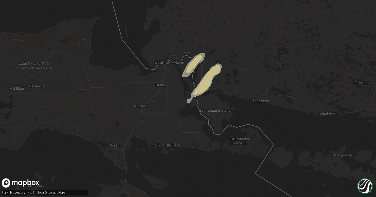 Hail map in Barbeau, MI on March 14, 2025