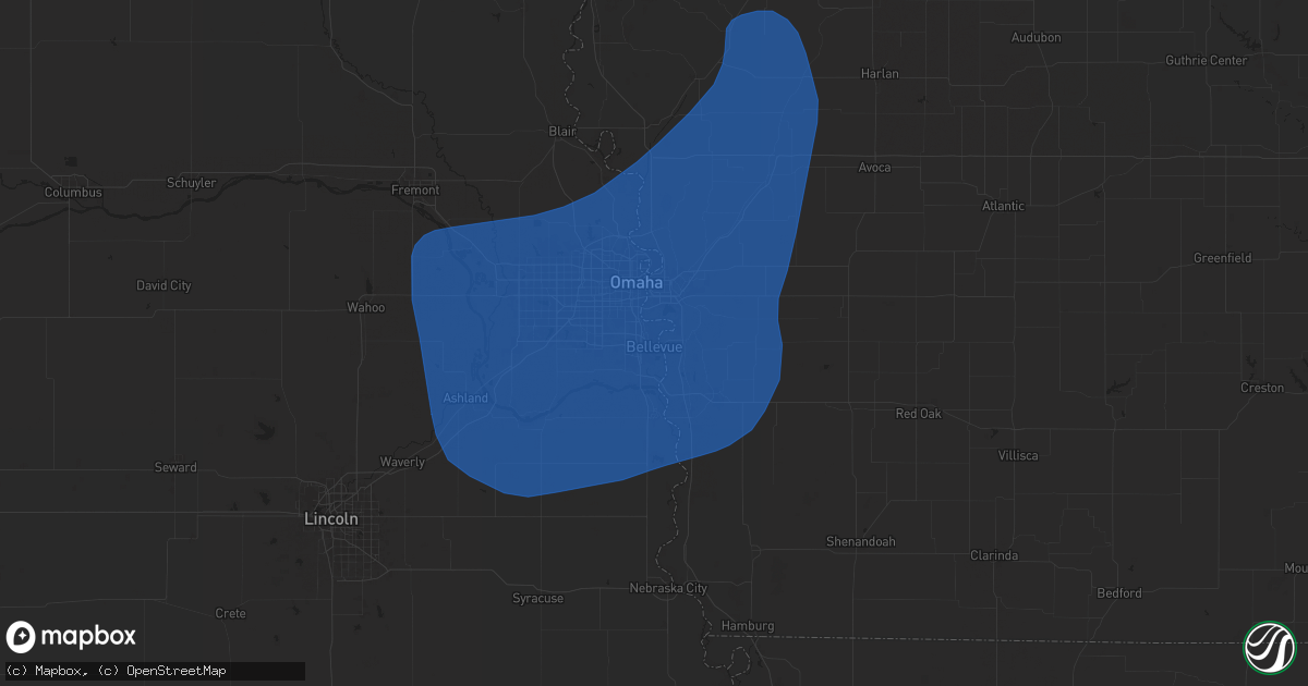 Hail map in Bellevue, NE on March 14, 2025