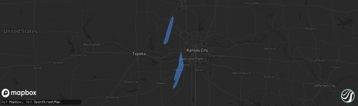 Hail map in Bonner Springs, KS on March 14, 2025