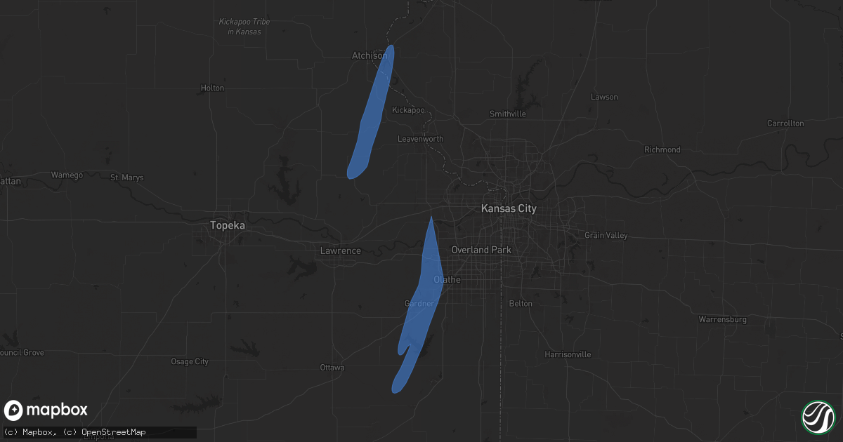 Hail map in Bonner Springs, KS on March 14, 2025