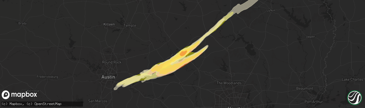 Hail map in Bryan, TX on March 14, 2025