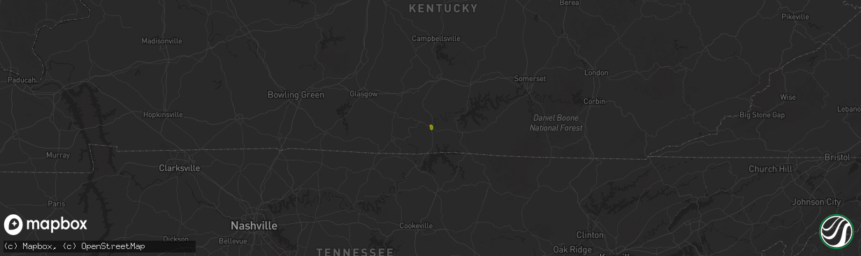 Hail map in Burkesville, KY on March 14, 2025