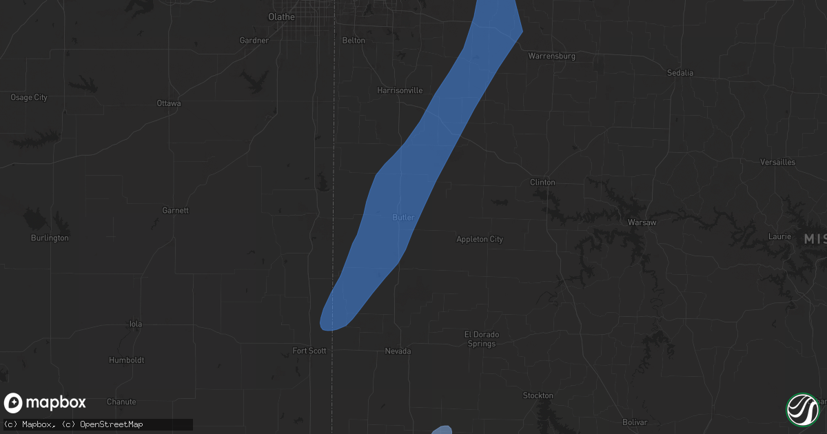 Hail map in Butler, MO on March 14, 2025