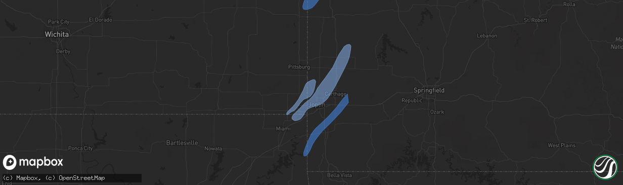 Hail map in Carl Junction, MO on March 14, 2025