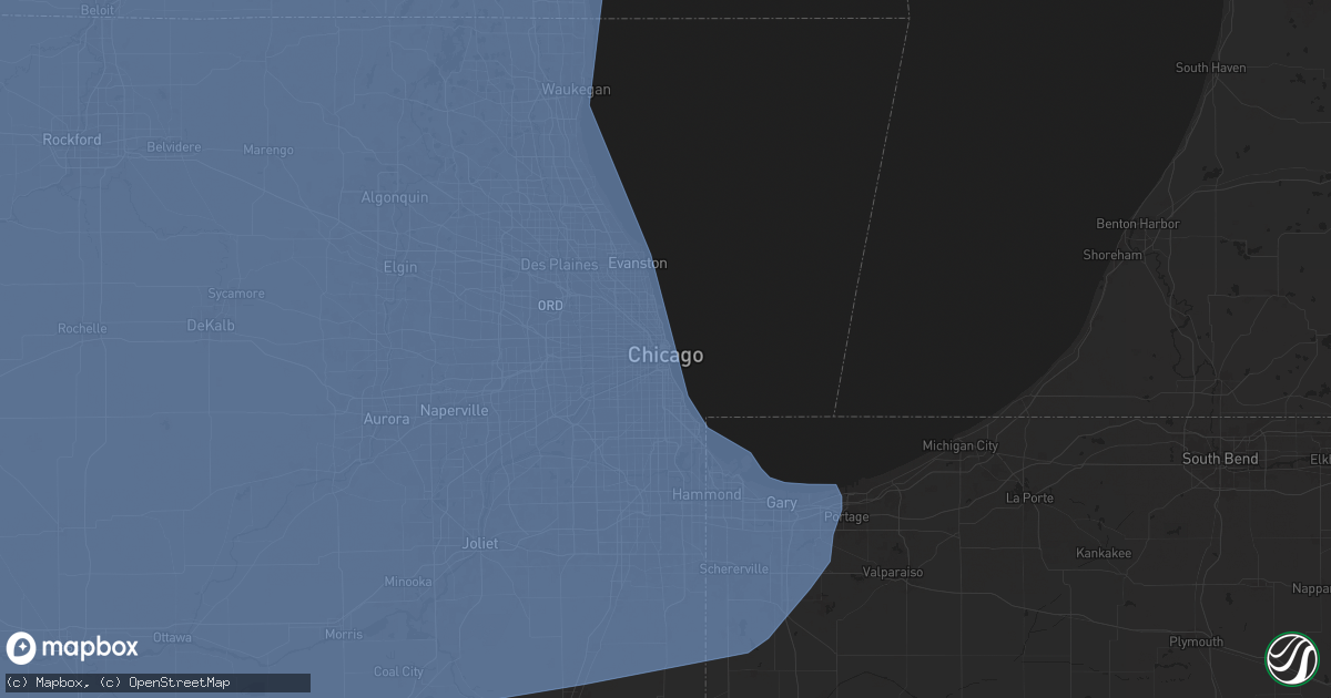 Hail map in Chicago, IL on March 14, 2025