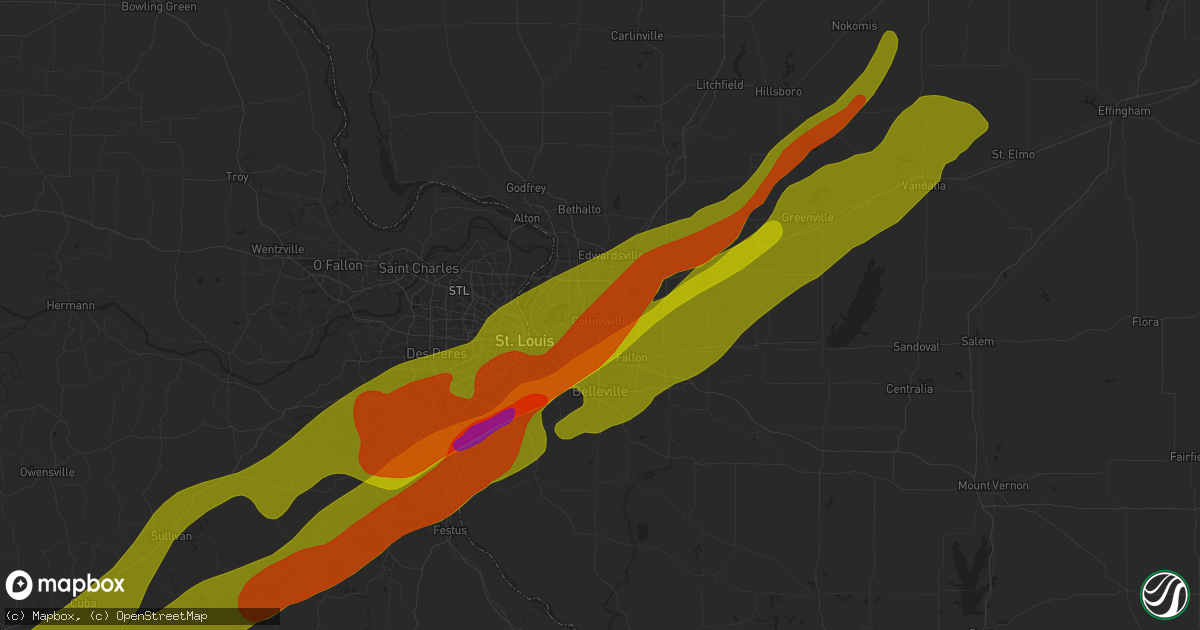 Hail map in Collinsville, IL on March 14, 2025