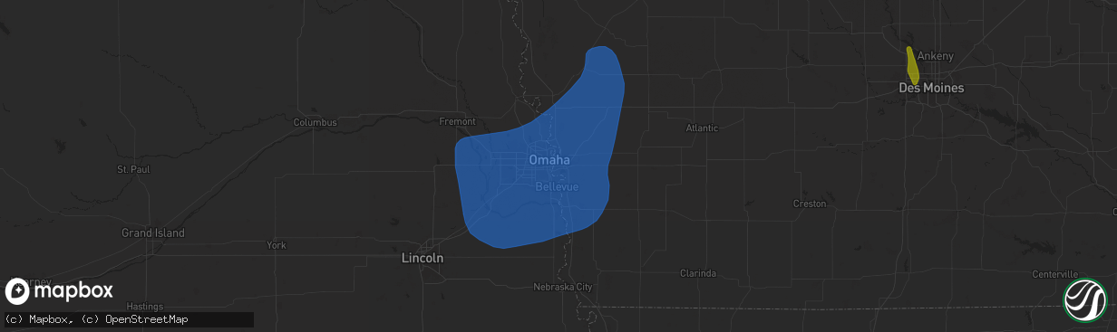 Hail map in Council Bluffs, IA on March 14, 2025