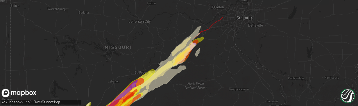 Hail map in Cuba, MO on March 14, 2025