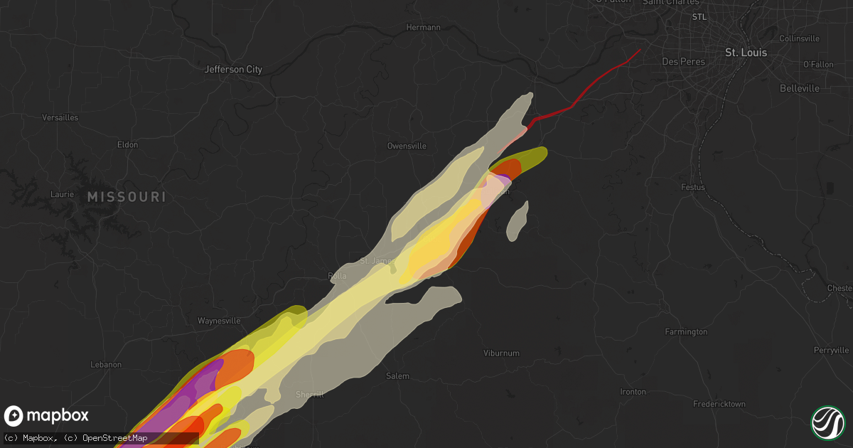 Hail map in Cuba, MO on March 14, 2025