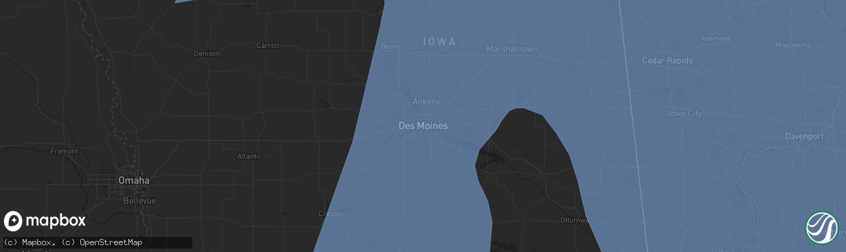 Hail map in Des Moines, IA on March 14, 2025