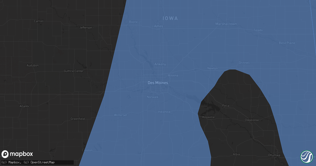 Hail map in Des Moines, IA on March 14, 2025