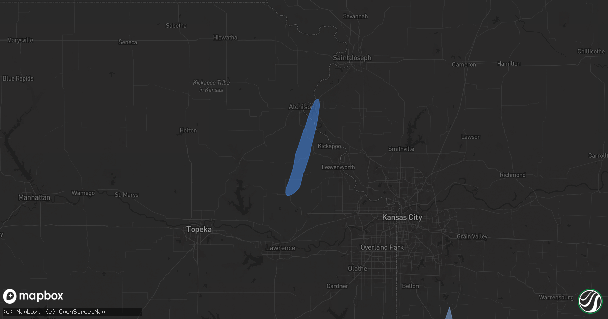Hail map in Easton, KS on March 14, 2025