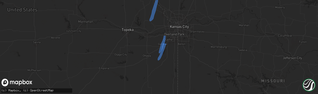 Hail map in Edgerton, KS on March 14, 2025