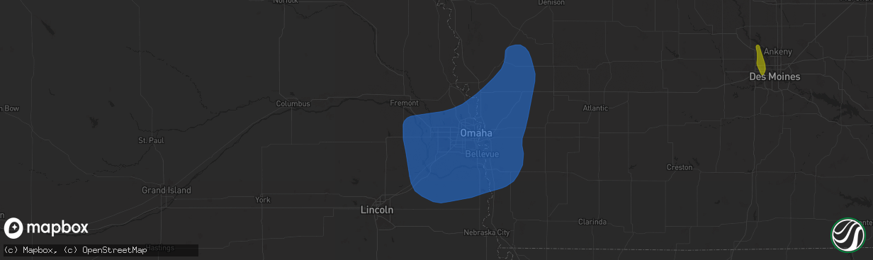 Hail map in Elkhorn, NE on March 14, 2025