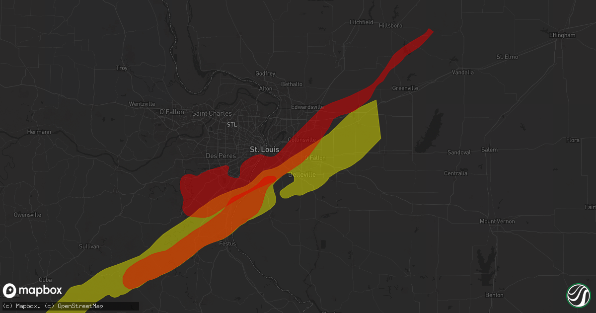 Hail map in Fairview Heights, IL on March 14, 2025