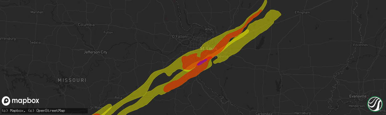 Hail map in Fenton, MO on March 14, 2025