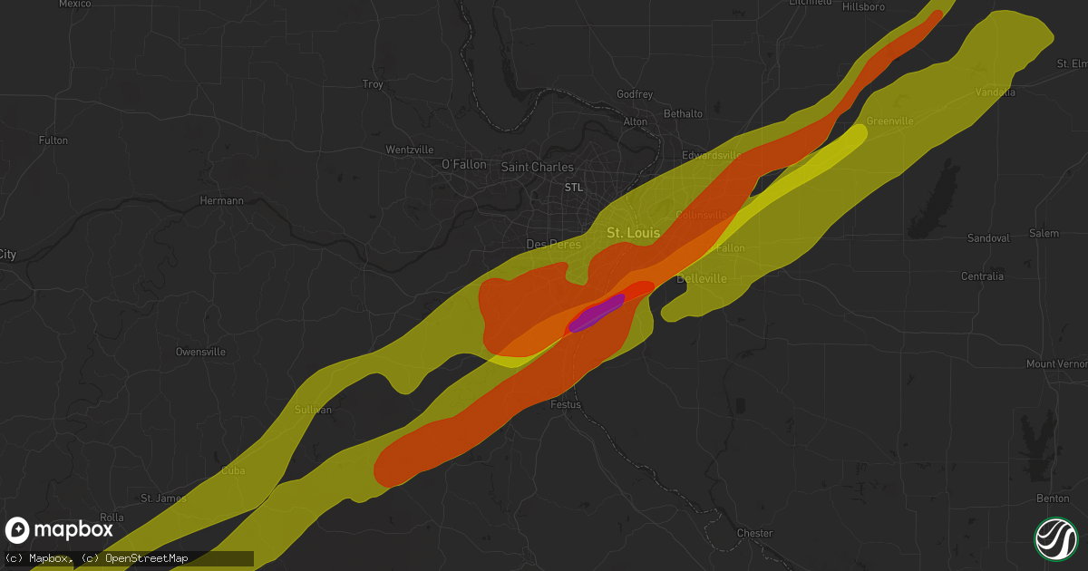 Hail map in Fenton, MO on March 14, 2025