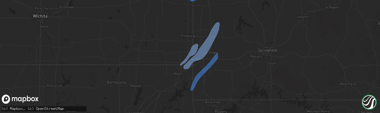 Hail map in Galena, KS on March 14, 2025