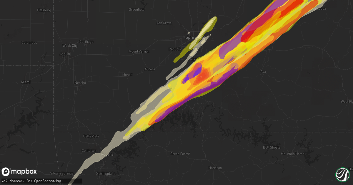 Hail map in Galena, MO on March 14, 2025