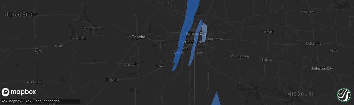 Hail map in Gardner, KS on March 14, 2025