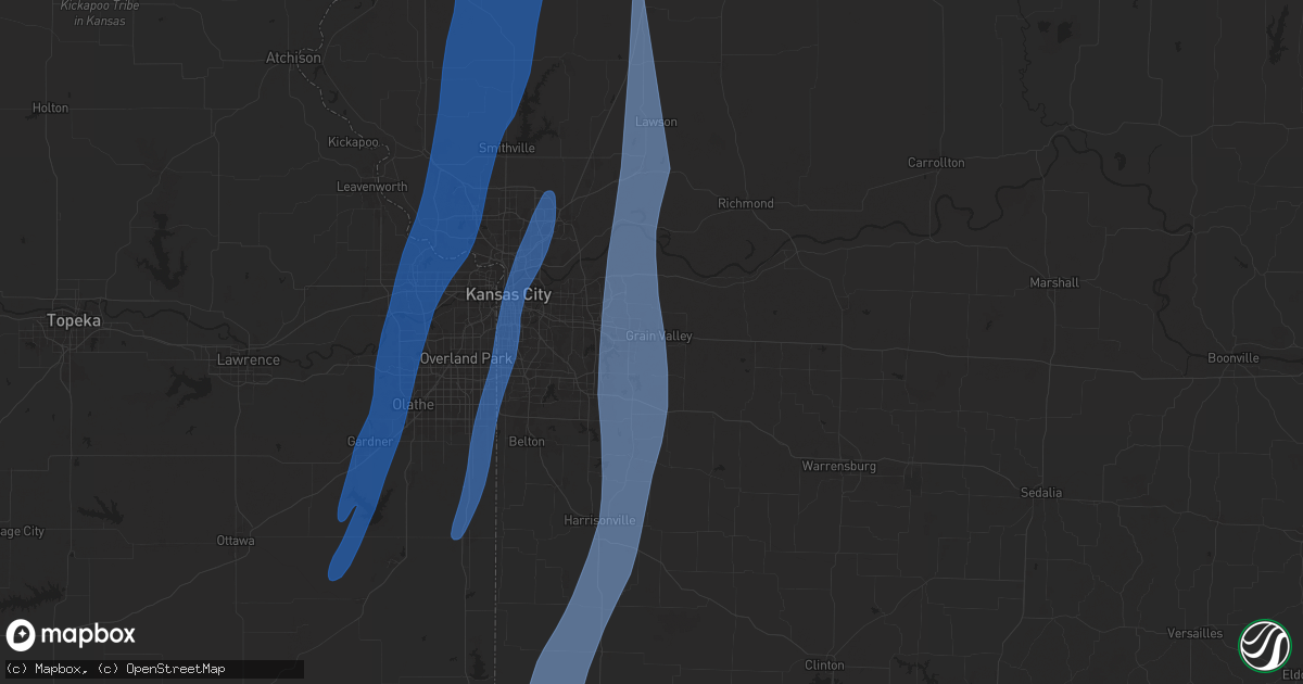 Hail map in Grain Valley, MO on March 14, 2025
