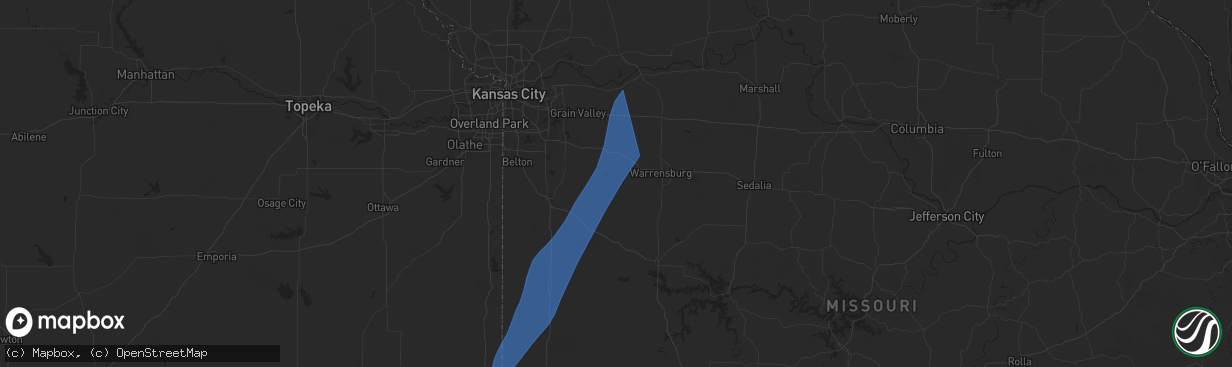 Hail map in Holden, MO on March 14, 2025