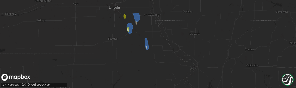 Hail map in Humboldt, NE on March 14, 2025