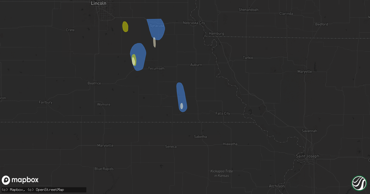 Hail map in Humboldt, NE on March 14, 2025