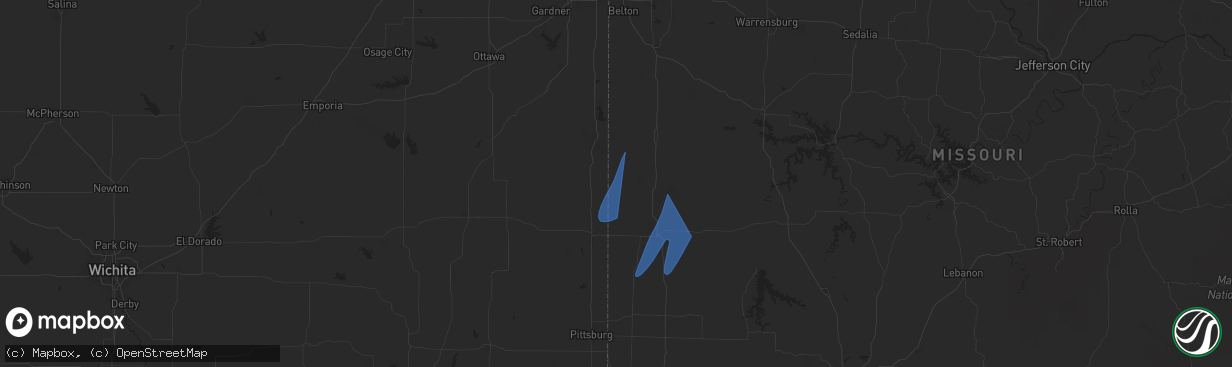 Hail map in Hume, MO on March 14, 2025