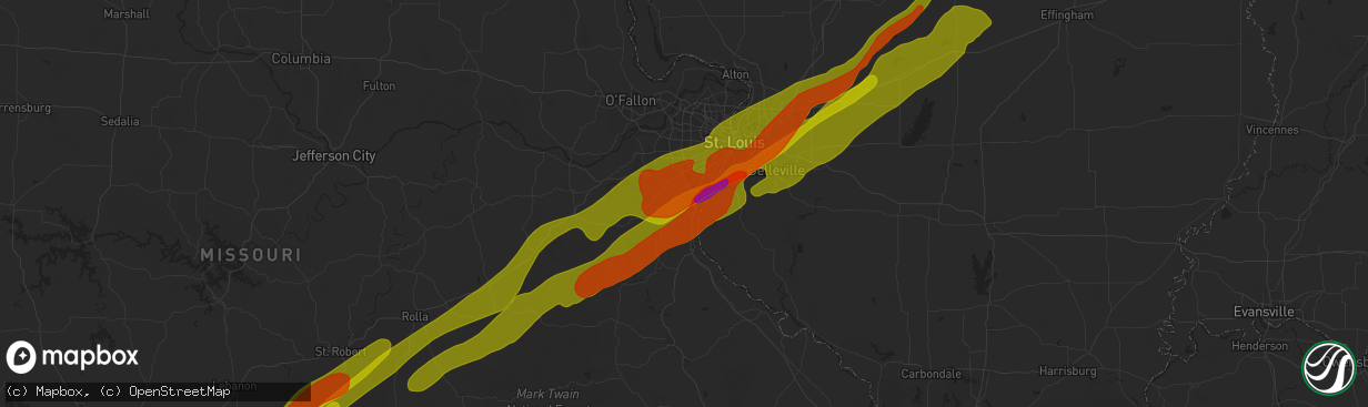 Hail map in Imperial, MO on March 14, 2025