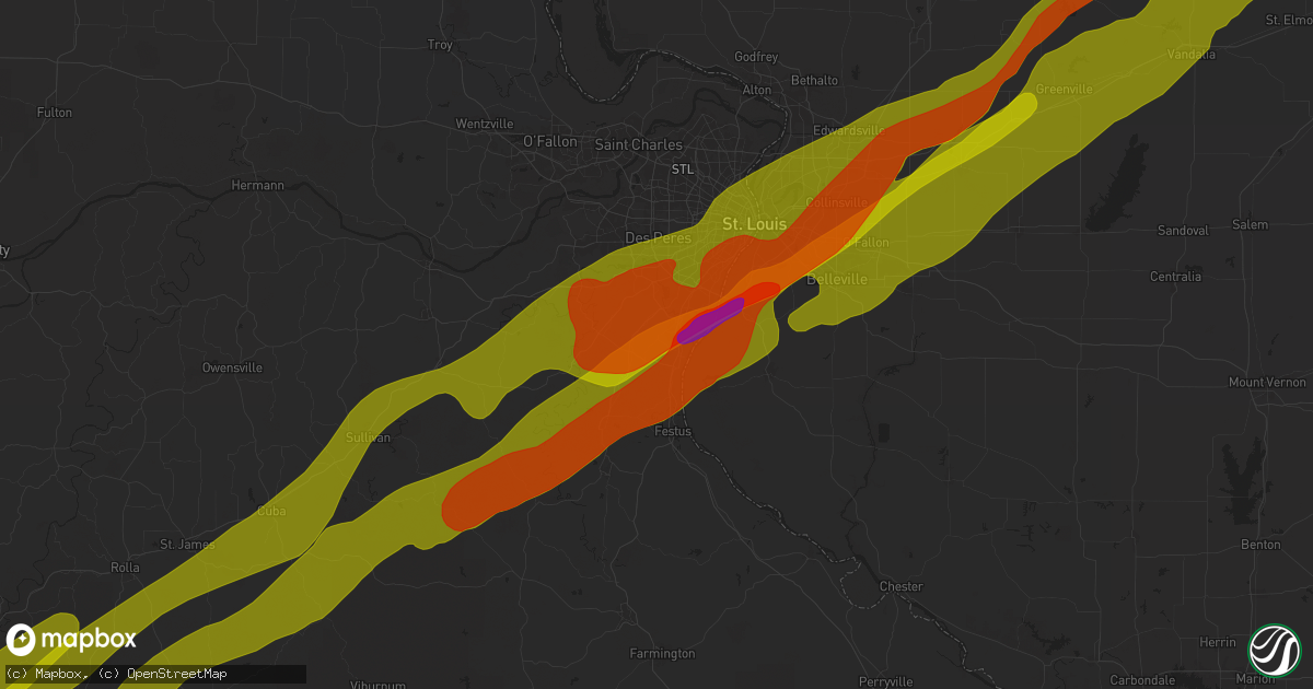Hail map in Imperial, MO on March 14, 2025