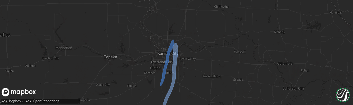 Hail map in Independence, MO on March 14, 2025