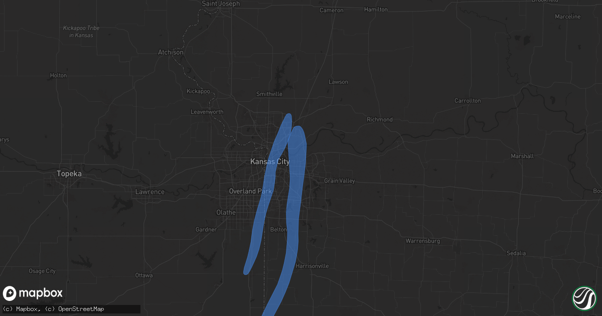 Hail map in Independence, MO on March 14, 2025