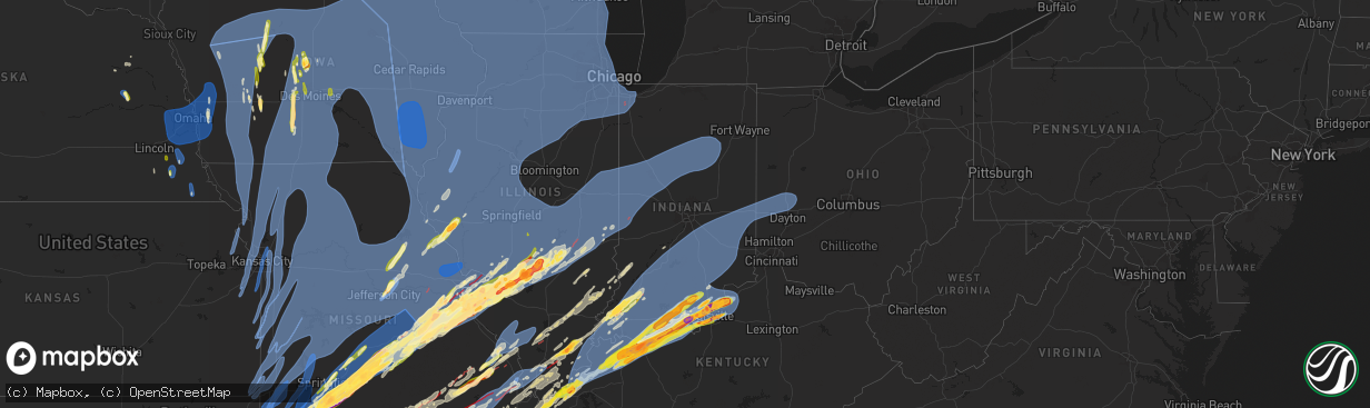 Hail Map in Indiana on March 14, 2025 - HailTrace