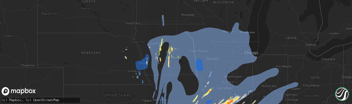 Hail map in Iowa on March 14, 2025