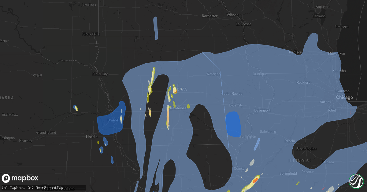Hail map in Iowa on March 14, 2025