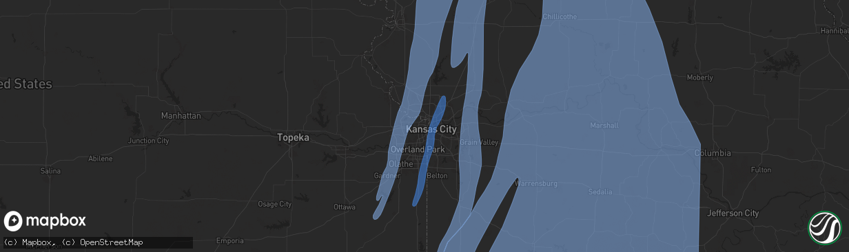 Hail map in Kansas City, KS on March 14, 2025