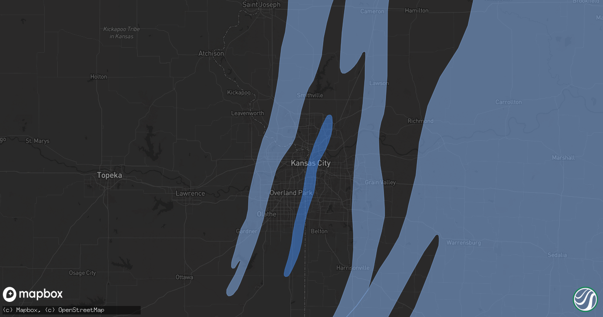 Hail map in Kansas City, KS on March 14, 2025