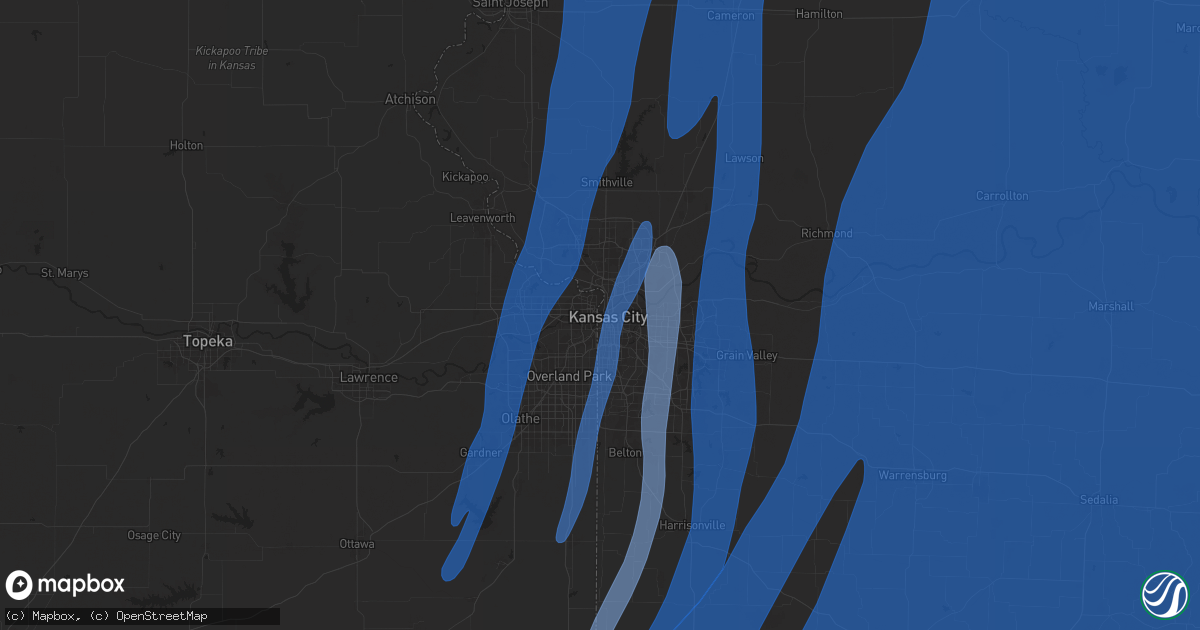 Hail map in Kansas City, MO on March 14, 2025
