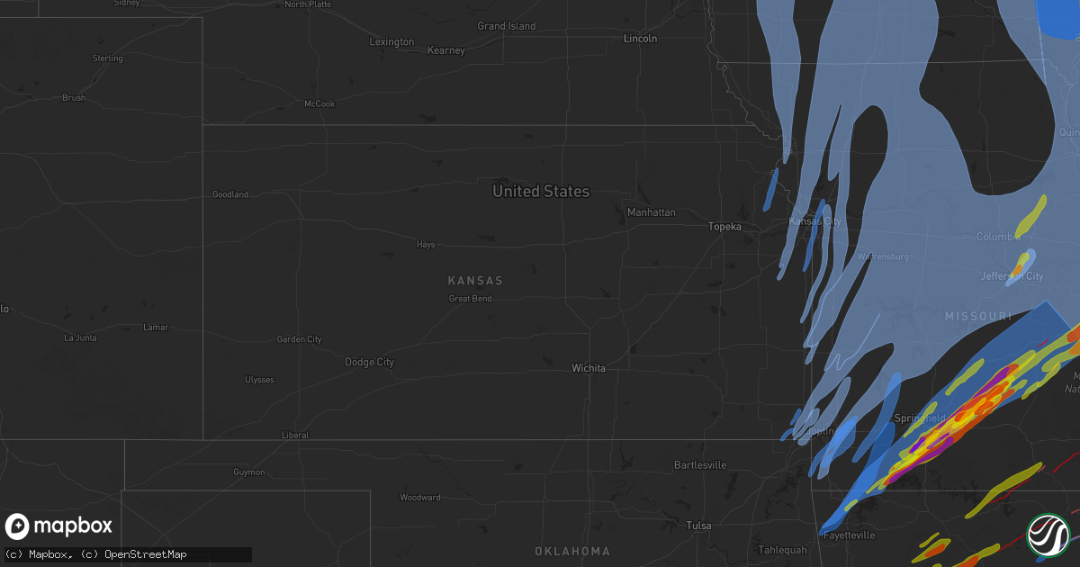 Hail map in Kansas on March 14, 2025