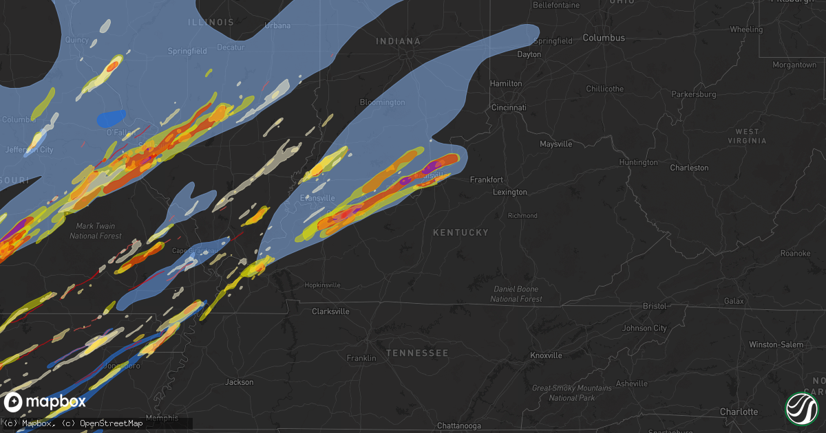Hail map in Kentucky on March 14, 2025